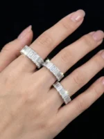Emerald Cut Moissanite Eternity Ring in 925 Silver - Image 5