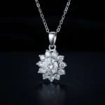 Luxury Classic Sunflower Moissanite Pendant Necklace 925 Silver - Image 2
