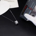 Luxury Full Pave Cylinder Moissanite Pendant Necklace 925 Silver - Image 3