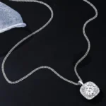 Luxury Square Solitaire Moissanite Pendant Necklace 925 Silver - Image 3
