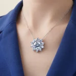 Luxury Classic Sunflower Moissanite Pendant Necklace 925 Silver - Image 4