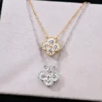 Luxury Diamond Clover Moissanite Pendant Necklace 925 Silver