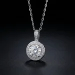 Luxury Round Bezel Moissanite Solitaire Necklace 925 Silver - Classic Design - Image 2