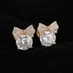 Bow Moissanite Stud Earrings in 925 Sterling Silver - Image 9