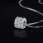 Luxury Full Pave Cylinder Moissanite Pendant Necklace 925 Silver - Image 2