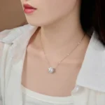 Classic Four Prong Moissanite Solitaire Pendant Necklace 925 Silver - Image 6