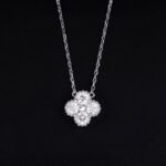 Luxury Full Pave Clover Moissanite Pendant Necklace 925 Silver