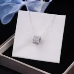 Luxury Full Pave Cylinder Moissanite Pendant Necklace 925 Silver
