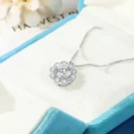 Luxury Fairy Solar Halo Moissanite Pendant Necklace 925 Silver - Image 4