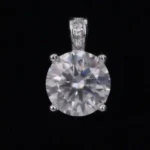 Luxury Classic Four Prong Moissanite Solitaire Pendant Necklace 925 Silver - Image 2