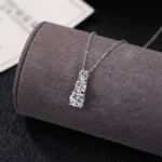 Luxury Three Stone Graduated Moissanite Pendant Necklace 925 Silver - Image 2