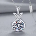 Luxury Lucky Money Bag Moissanite Pendant Necklace 925 Silver - Image 2