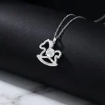 Luxury Carousel Horse Moissanite Pendant Necklace 925 Silver