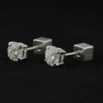 Moissanite Stud Earrings With Square Screw Backs in 925 Silver - Image 5