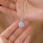Luxury Classic Snowflake Moissanite Pendant Necklace 925 Silver - Image 3