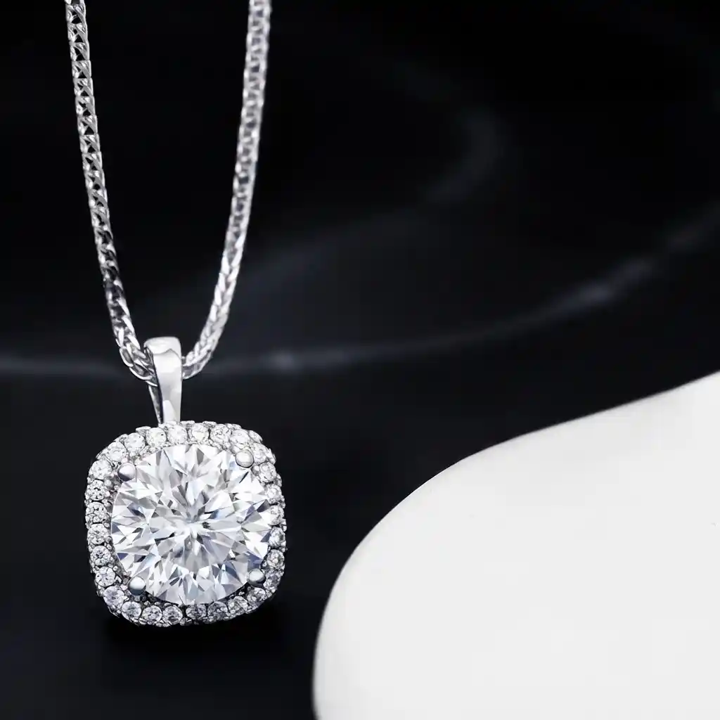 fb775145-a417-41cd-bfea-c27ee1825794 Luxury Square Solitaire Moissanite Pendant Necklace 925 Silver - Image 1