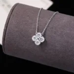 Luxury Full Pave Clover Moissanite Pendant Necklace 925 Silver - Image 3