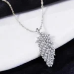 Luxury Feather Moissanite Pendant Necklace 925 Silver - Classic - Image 2