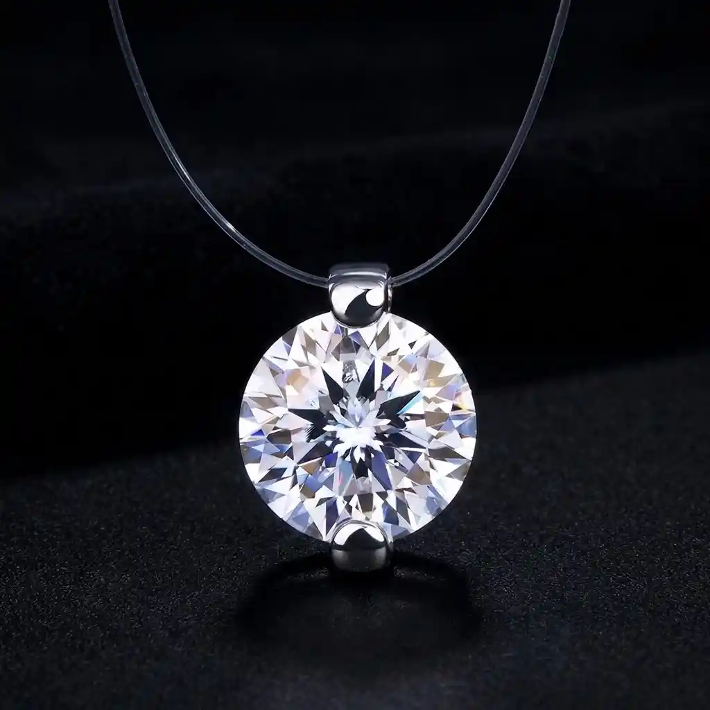 watermarked_img_10541698298902526692 Plum Cut White Moissanite Pendant 1ct 2ct 3ct - Mermaid's Tears 925 Silver - Image 1