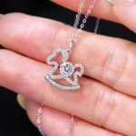 Luxury Carousel Horse Moissanite Pendant Necklace 925 Silver - Image 5