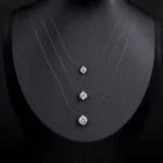 Plum Cut White Moissanite Pendant 1ct 2ct 3ct - Mermaid's Tears 925 Silver - Image 2