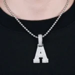Letter A Moissanite Initial Pendant - 925 Sterling Silver Iced Out Jewelry - Image 3