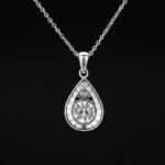 Luxury Pave Pear Cut Moissanite Pendant Necklace 925 Silver - Image 3