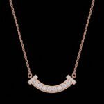 Smile Moissanite Pendant Necklace Gold Plated 925 Silver