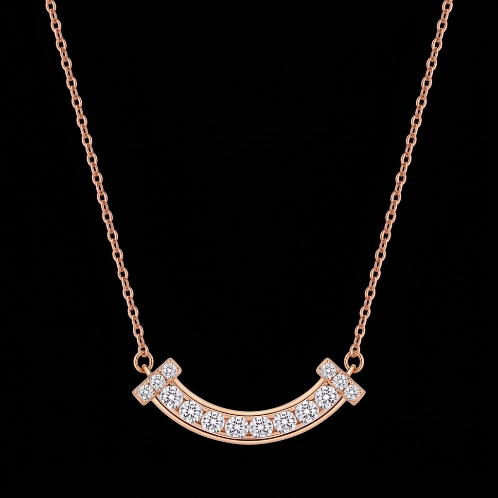 watermarked_img_3225507299787804158 Smile Moissanite Pendant Necklace Gold Plated 925 Silver - Image 1