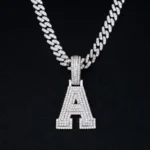 Letter A Moissanite Initial Pendant - 925 Sterling Silver Iced Out Jewelry - Image 5