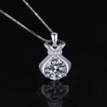 Luxury Lucky Money Bag Moissanite Pendant Necklace 925 Silver - Image 5