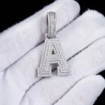 Letter A Moissanite Initial Pendant - 925 Sterling Silver Iced Out Jewelry - Image 2