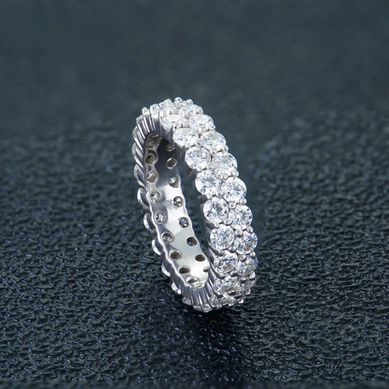 Iced Out Double Row Eternity Tennis Ring Moissanite