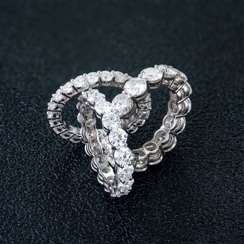 Shared Prong Moissanite Eternity Band Stackable Ring