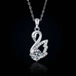 Luxury Elegant Swan Moissanite Pendant Necklace 925 Silver