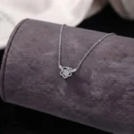 Luxury Camellia Flower Moissanite Pendant Necklace 925 Silver