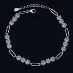 Paperclip Moissanite Station Bracelet 925 Silver