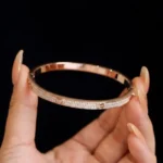 Slim Full Pave Moissanite Screw Bangle 925 Silver - Image 2