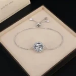 Solitaire Halo Moissanite Charm Bracelet 925 Silver - Image 4