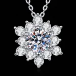 Luxury Christmas Snowflake Moissanite Pendant Necklace 925 Silver - Image 2