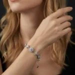 Round Halo Moissanite Charm Bracelet 925 Silver - Image 6