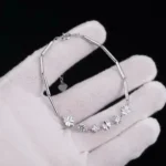 Lucky Clover Moissanite Charm Bracelet 925 Silver - Image 2