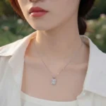 Luxury Sparkling Sugar Cube Moissanite Pendant Necklace 925 Silver - Image 5