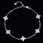 Five Blossom Star Moissanite Charm Bracelet Rose Gold