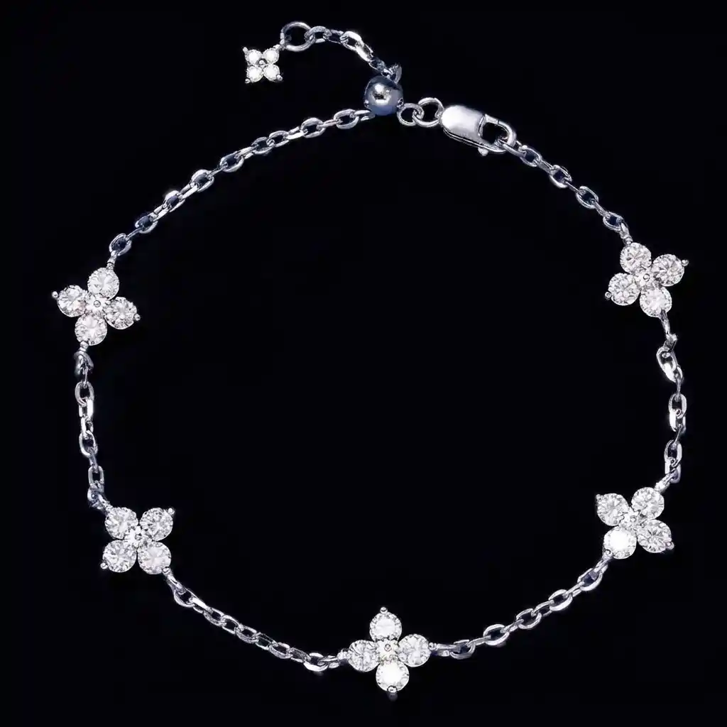 131a35a2-e7dd-424e-8330-804f3613540a Five Blossom Star Moissanite Charm Bracelet Rose Gold - Image 1