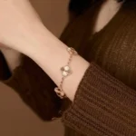 Full Laser Clover Bracelet Rose Gold 925 Silver - Image 4