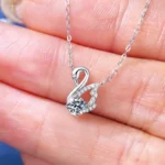 Luxury Elegant Swan Moissanite Pendant Necklace 925 Silver - Image 4