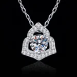 Luxury Fresh Floral Petal Moissanite Pendant Necklace 925 Silver - Image 2