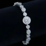 Radiant Halo Moissanite Charm Bracelet 925 Silver - Image 2