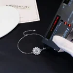 Radiant Sunflower Moissanite Charm Bracelet 925 Silver - Image 2